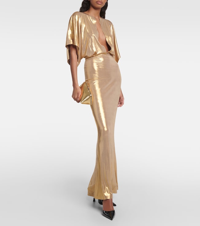 Norma Kamali Obie metallic jersey maxi dress