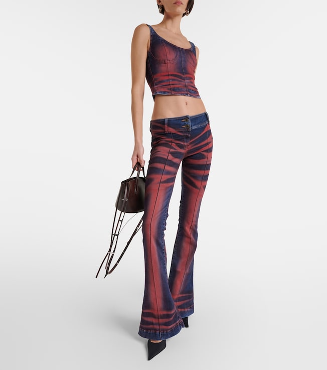 KNWLS Harley printed denim crop top