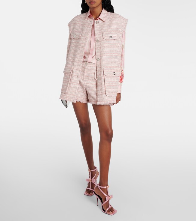 Versace Fringed tweed shorts