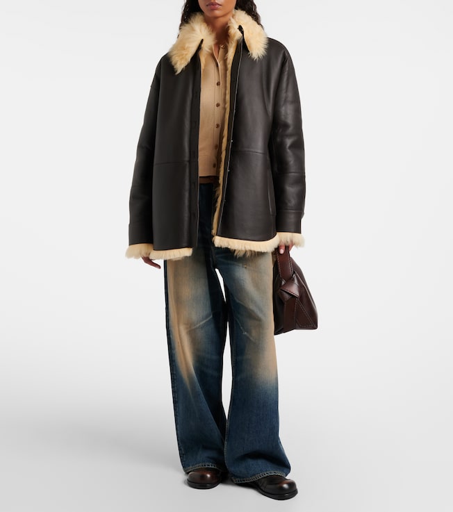 Acne Studios Lessora shearling-trimmed leather jacket