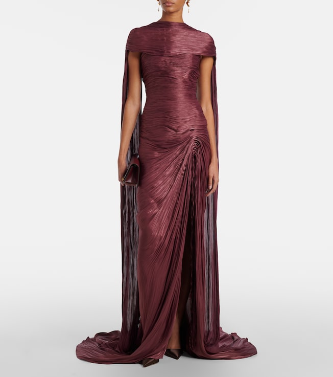 MARMAR HALIM Draped pleated scarf-detail gown