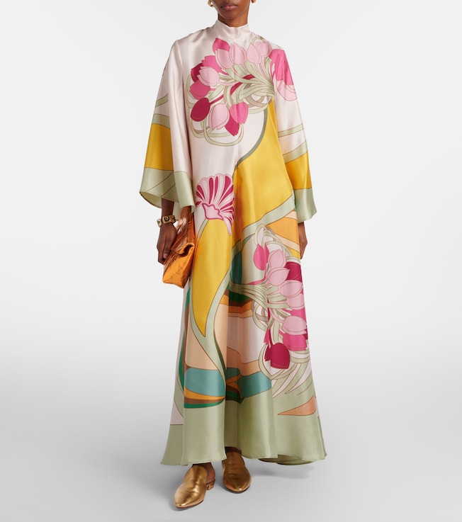 La DoubleJ Magnifico floral silk twill maxi dres