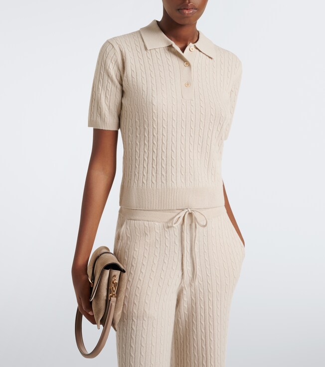 Eleventy Cable-knit cashmere polo shirt