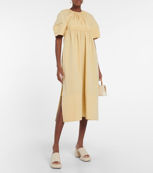 Jil Sander Gathered cotton midi dress