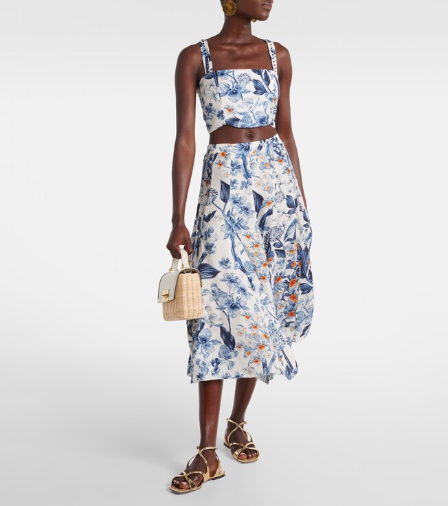 Agua by Agua Bendita Mimosa floral midi skirt