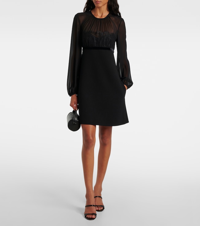 Max Mara Jader sablé and silk georgette minidress