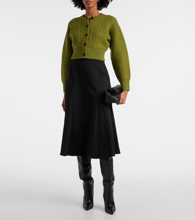 Carolina Herrera High-rise wool-blend midi skirt