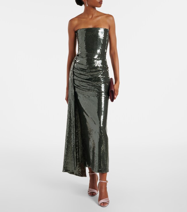 Alex Perry Draped sequined corset dress