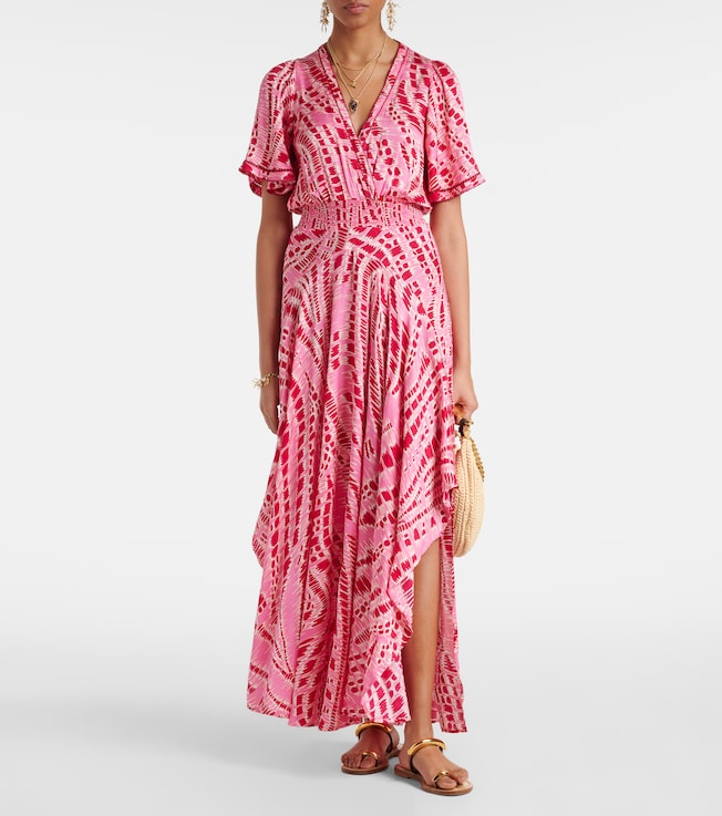 Poupette St Barth Mabelle printed satin midi dress