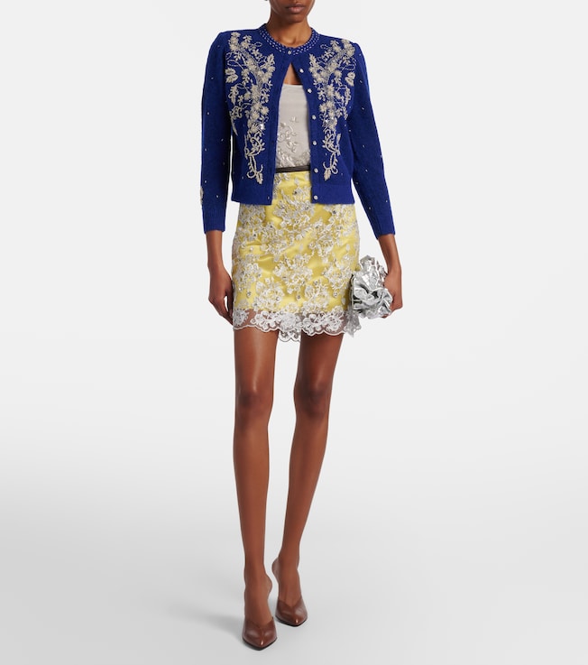 Jacques Wei Embellished lace miniskirt