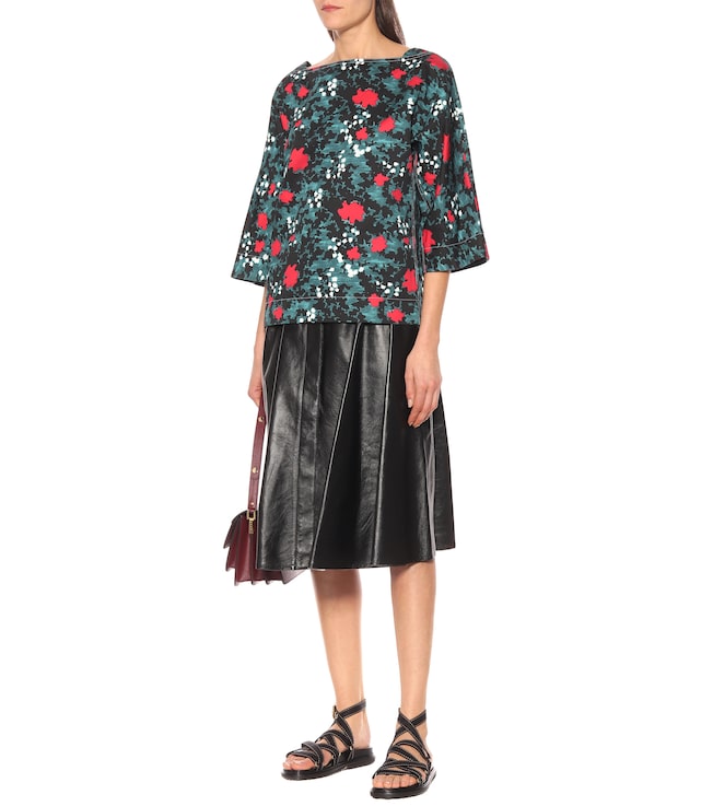 Marni Printed cotton and linen top
