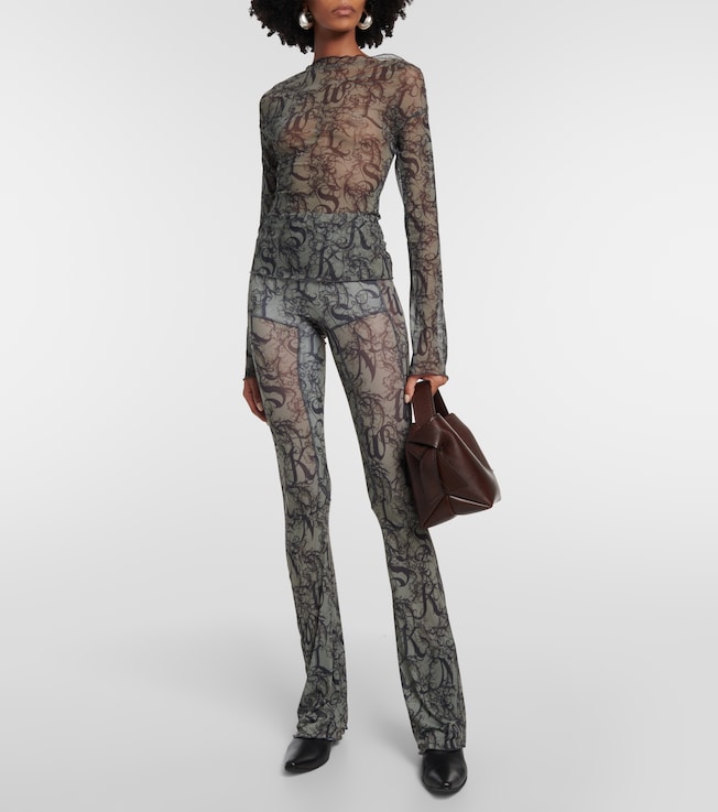 KNWLS Clavicle printed mesh top