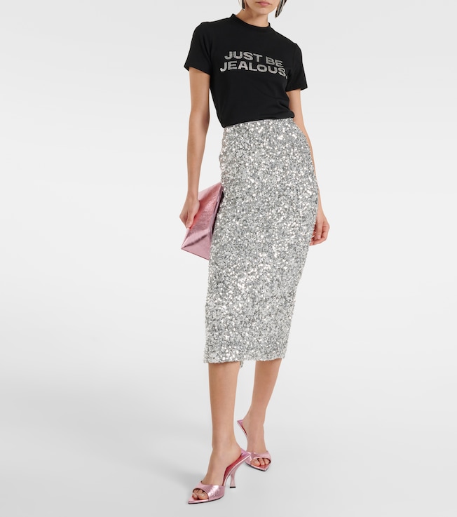 Rotate Sequined midi skirt