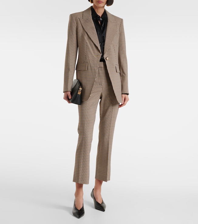 Veronica Beard Arte Houndstooth high-rise cropped pants