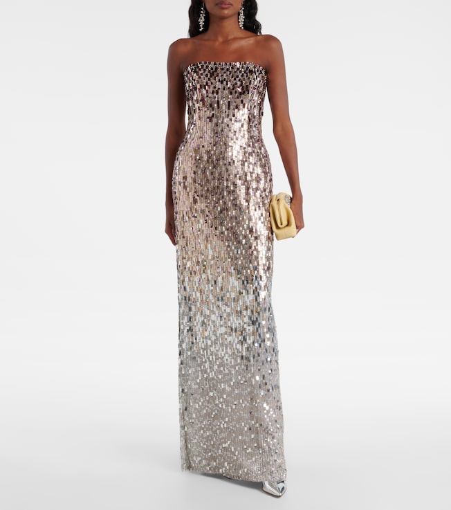 Jenny Packham Lucille sequined strapless gown