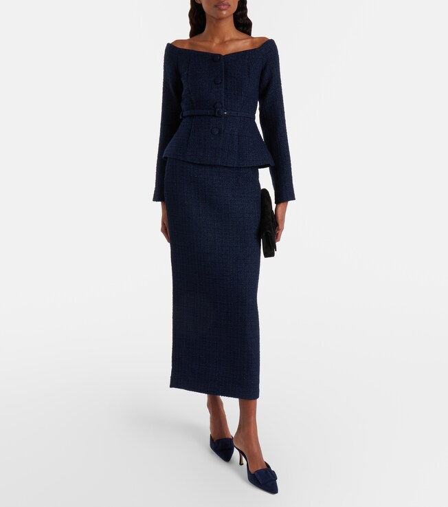 Roland Mouret Bouclé midi skirt