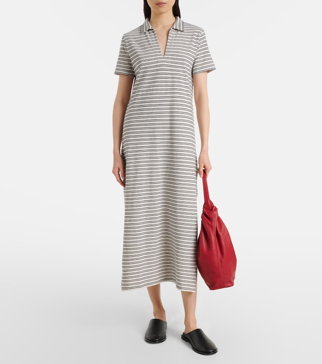 Velvet Corin striped cotton midi dress