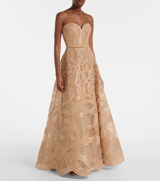 Elie Saab Embellished tulle bustier gown