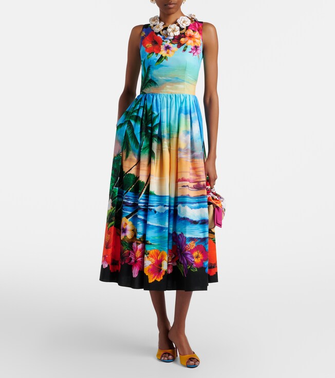 Dolce&Gabbana Printed cotton midi dress