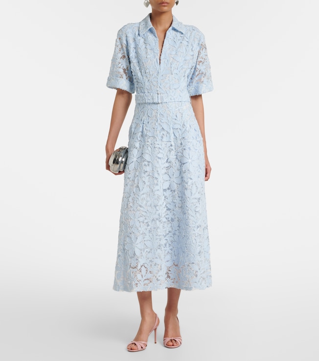 SIMKHAI Deanna lace guipure cotton midi dress