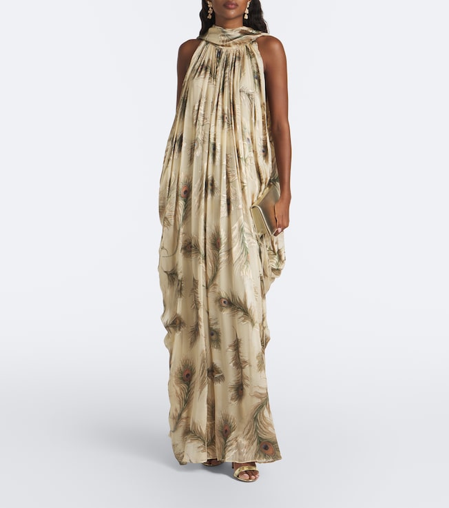 Zimmermann Ascent Burnout printed silk halterneck gown
