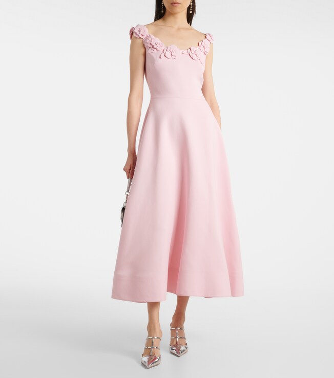 Valentino Crepe Couture floral-appliqué midi dress