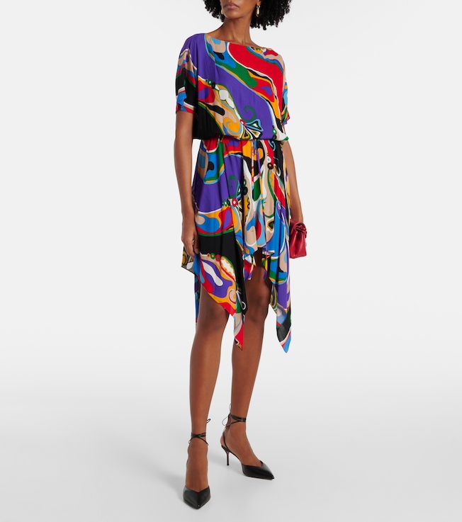 Pucci Orchidee asymmetric minidress