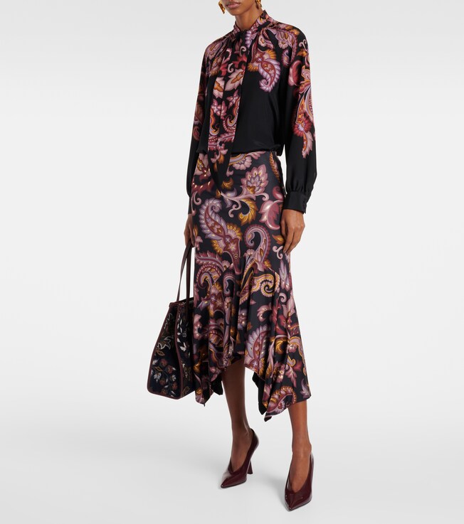 Etro Paisley tie-neck silk blouse