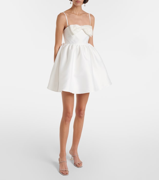 self-portrait Bow-detail beaded taffeta minidress