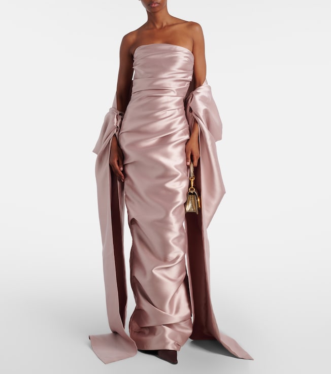 MARMAR HALIM Caped satin bustier gown