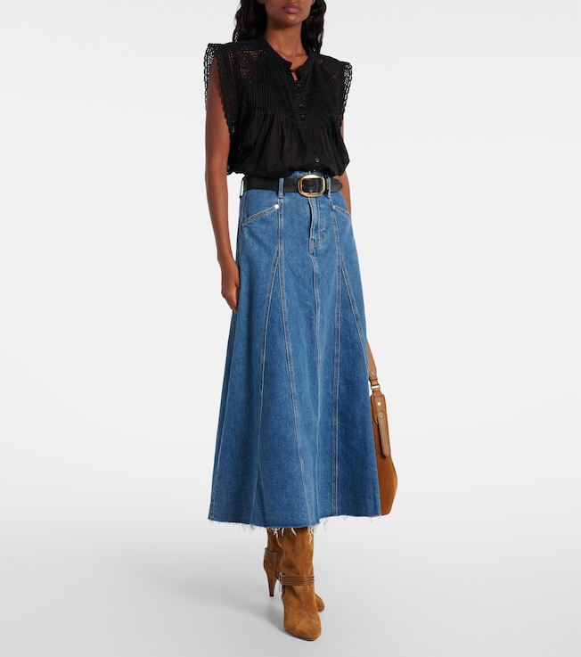 Veronica Beard Alix denim midi skirt