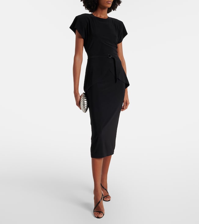 Norma Kamali Belted peplum midi dress