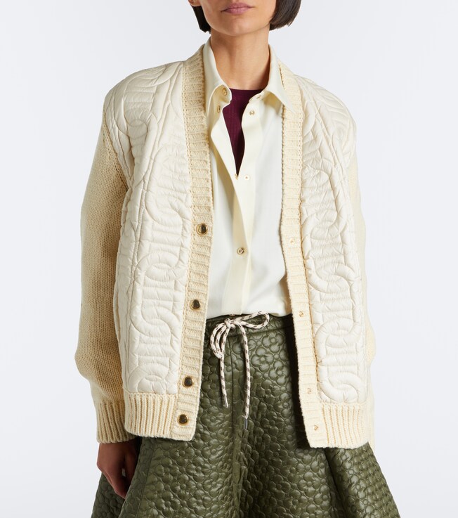 Moncler Down-paneled cotton-blend cardigan