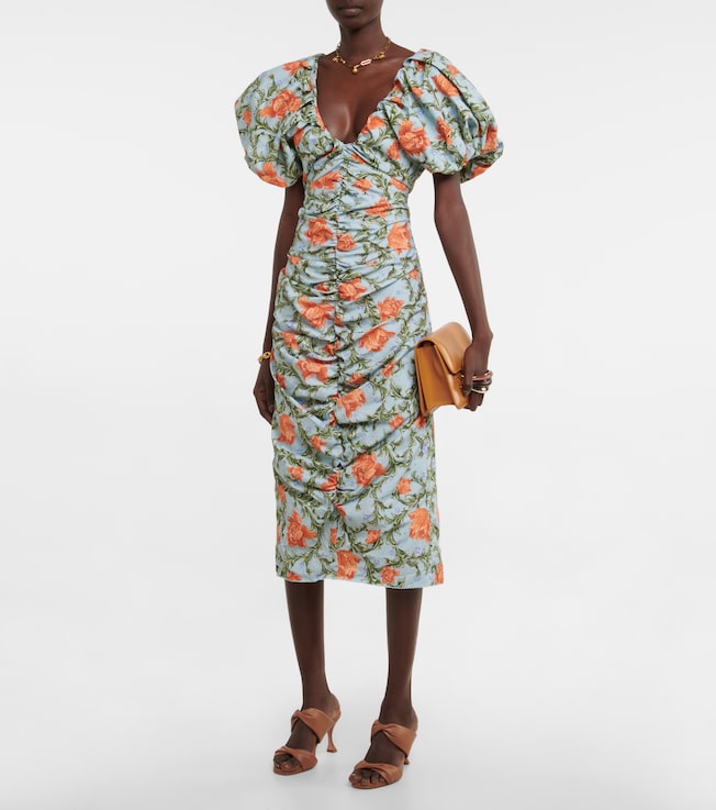 Agua by Agua Bendita Camelia floral cotton midi dress