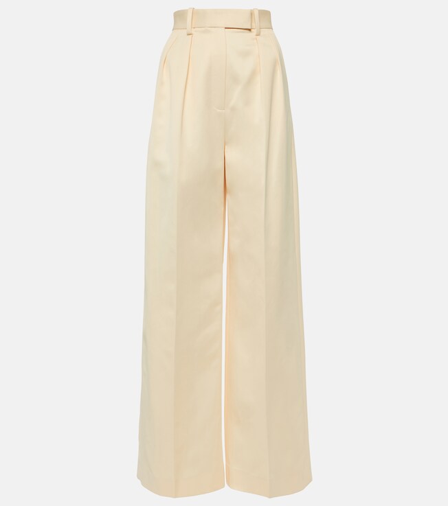 Teyana pleated satin wide-leg pants | Khaite