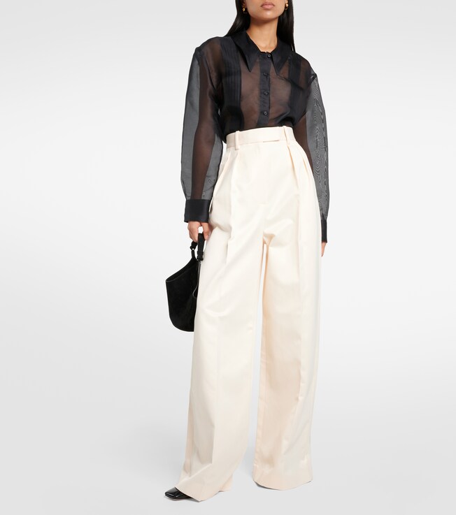Teyana pleated satin wide-leg pants | Khaite