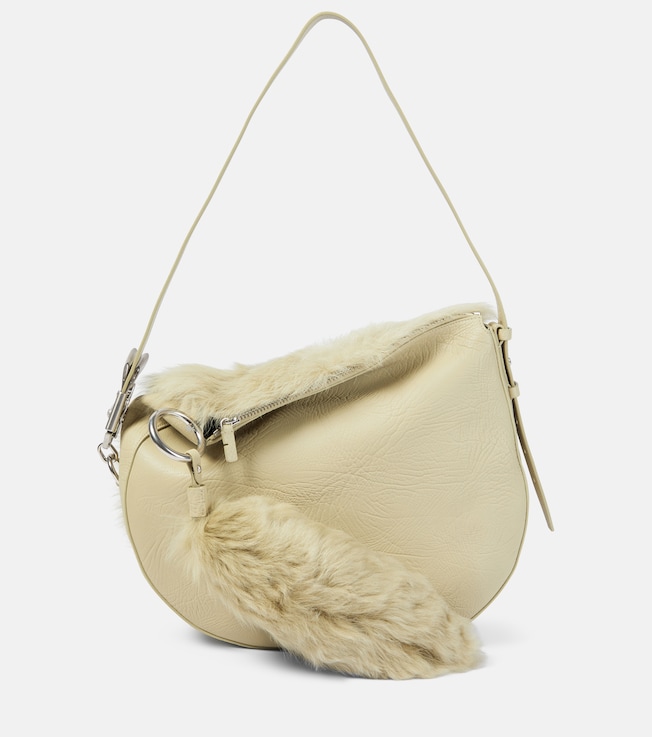 Burberry Burberry Knight Medium shearling-trimmed leather shoulder bag
