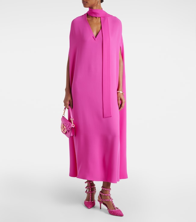 Valentino VGold caped silk maxi dress