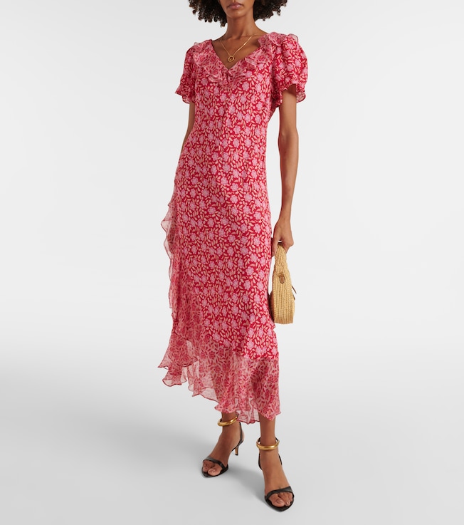 RIXO Clementina floral crepe midi dress