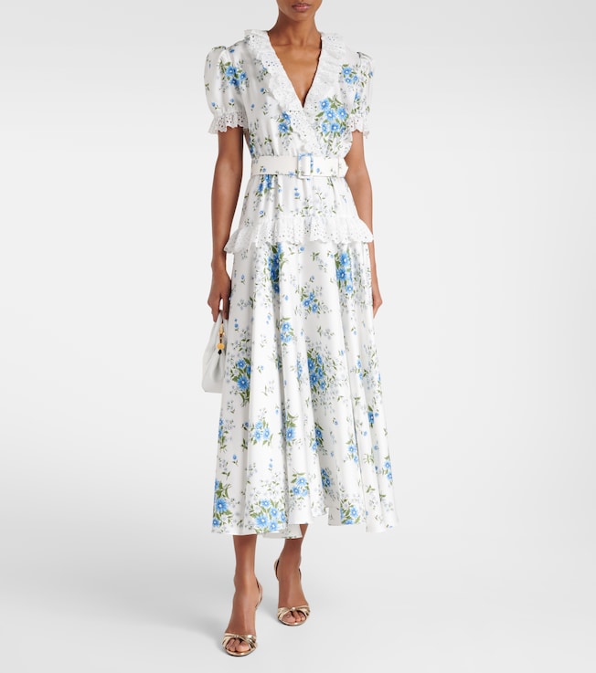 Rodarte Satin and broderie anglaise maxi dress