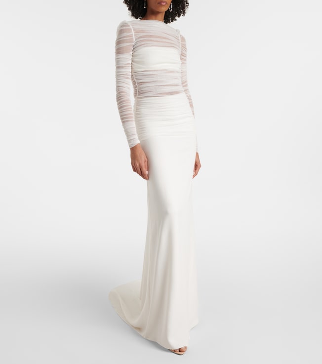 Christopher Esber Bridal veiled silk tulle gown