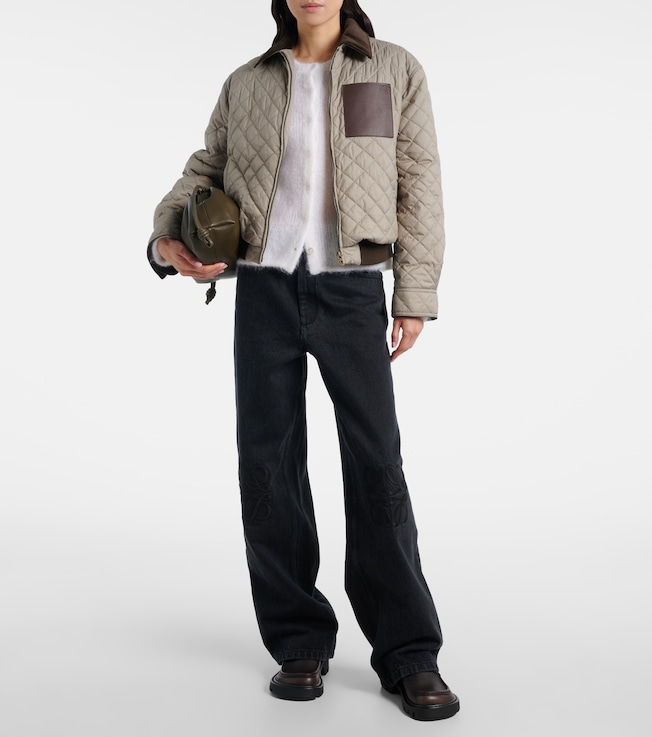 Loewe Anagram leather-trimmed quilted jacket