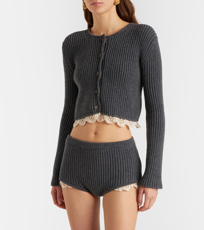 Magda Butrym Cropped crochet-trimmed cashmere cardigan