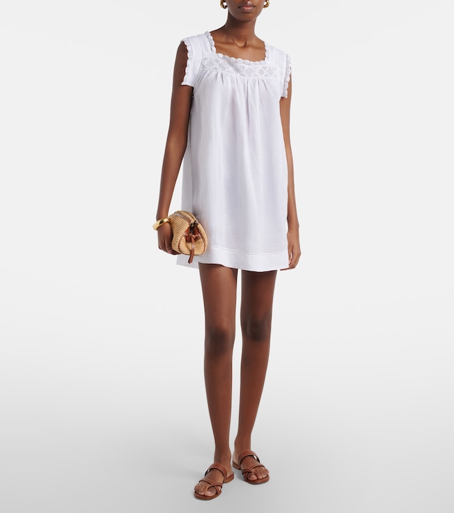 Dôen Almadia lace-trimmed ramie minidress