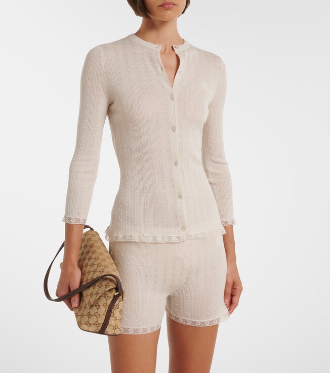 Gucci Lace-trimmed wool cardigan