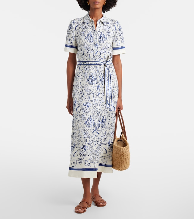 SIMKHAI Audria printed linen-blend shirt dress