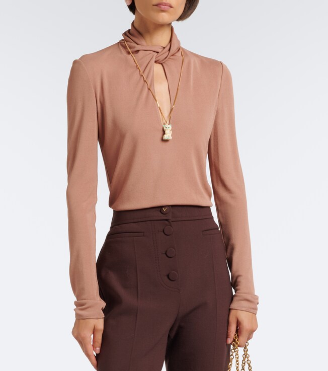 Valentino Cutout jersey crêpe top
