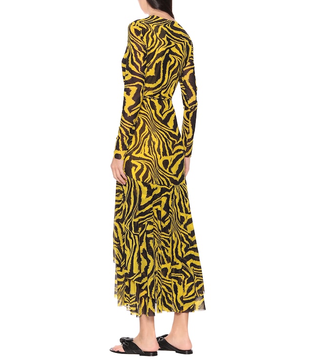 GANNI Ganni Animal-print mesh wrap dress