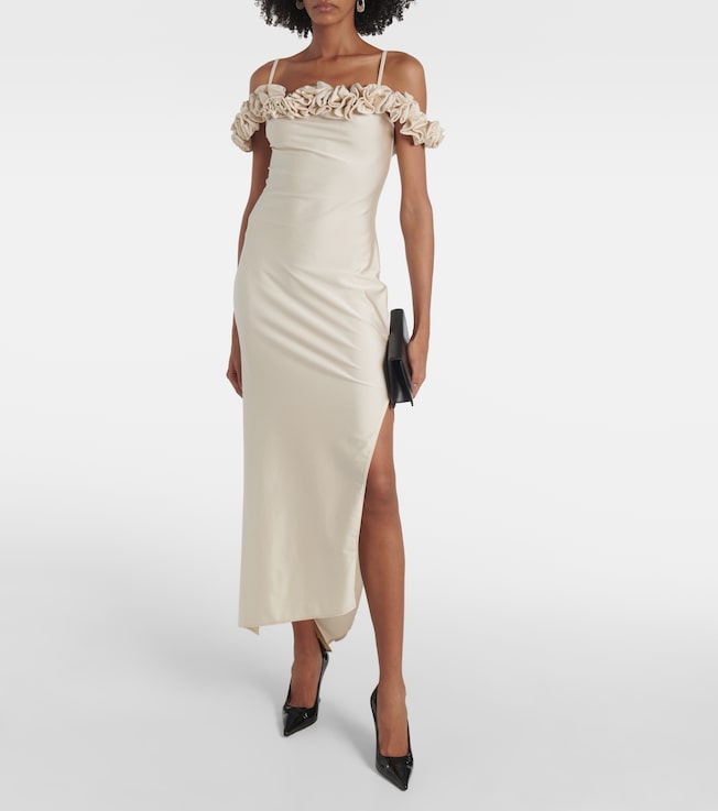 Coperni Floral-appliqué jersey gown