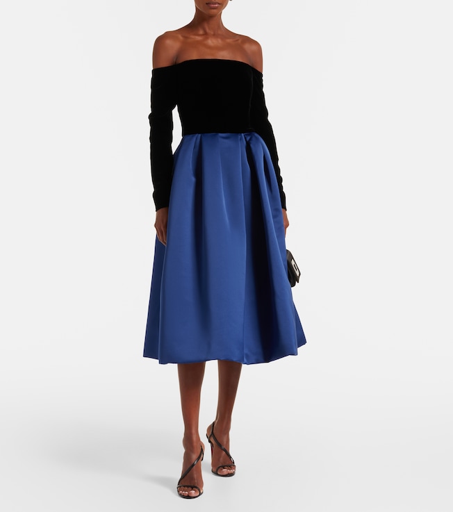 Carolina Herrera Off-shoulder crêpe and satin cocktail dress